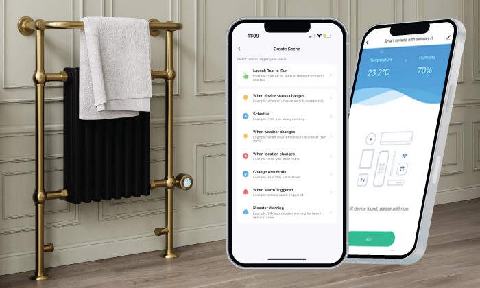 Brass Bathroom Radiator Controlled via app